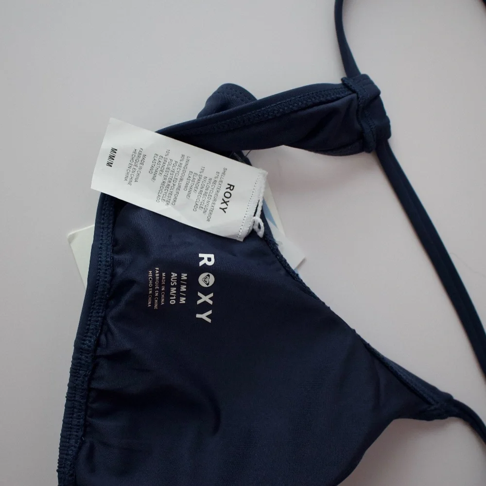 Roxy Swim SD Beach Classics Athletic Triangle Bikini Top Blue - Picture 6 of 7